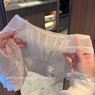 棉档三角裤 女低腰无痕透感花边薄款 性感 纯欲蕾丝内裤 2025轻奢法式