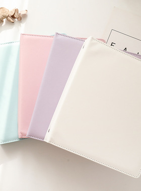 A5宽版3孔大容量马卡龙PU皮革活页夹卡册3/4/6寸小卡追星收纳相册