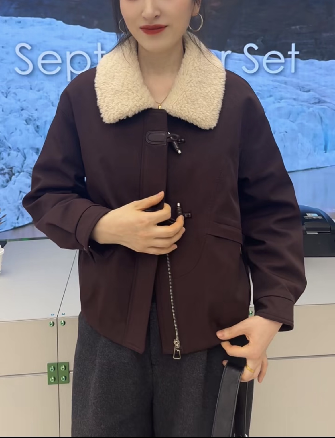 久恒羊羔毛领羽绒服女2025冬季小个子90白鸭绒厚外套女雅鑫JHD067