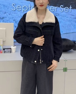 久恒2025冬新款 羊羔毛领90白鸭绒小个子牛仔羽绒外套女雅鑫JHD063