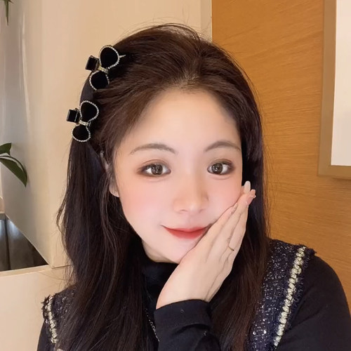 水钻蝴蝶结发夹公主头侧边抓夹女