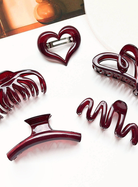 新年红色抓夹女2026新款高级感亚克力发夹后脑勺气质夹子头饰发卡