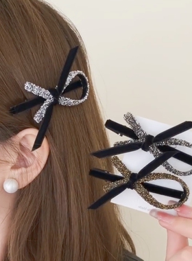 小香风侧边夹蝴蝶结夹子头饰发夹刘海夹鸭嘴夹一字夹发饰顶夹发卡