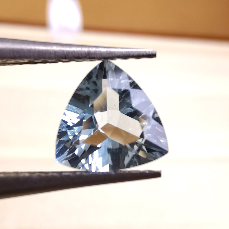 【精品裸石】1.0克拉 三角形 天然海蓝宝石 戒面 吊坠 锁骨链