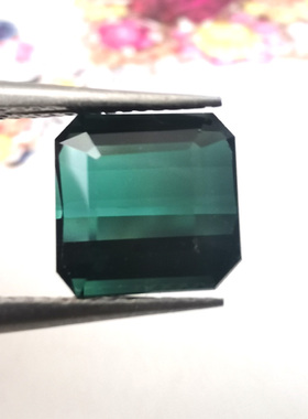 【精品裸石】4.55克拉 方形 全净 天然 蓝绿碧玺 戒面