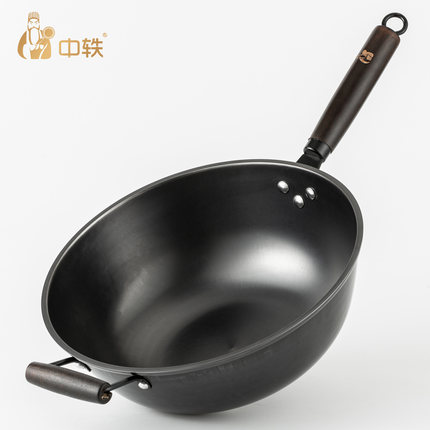 中轶铁锅炒锅家用不粘锅铸铁锅无涂层电磁炉专用锅具加深容量32CM