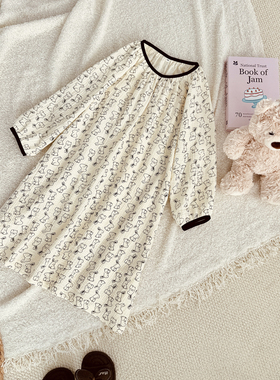 儿童睡衣女童长袖睡裙秋新款全棉纱布家居服大童青少年女孩初中生