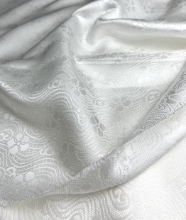 全真丝提花布料面料 100%桑蚕丝布料旗袍汉服内衬睡衣 18姆米纯白