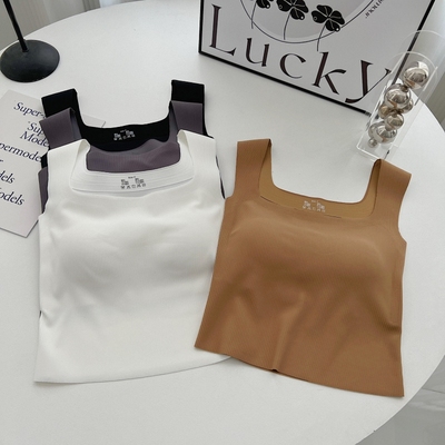 批发内搭大码带胸垫短款吊带背心