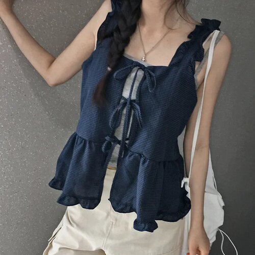 批发外搭显瘦系带木耳边吊带背心