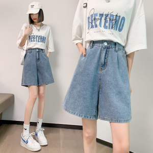 夏季女装批新款发休闲宽松显瘦大码中裤学生百搭高腰牛仔阔腿短裤
