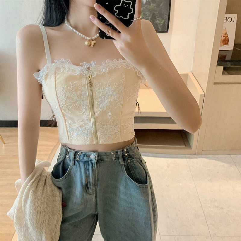 夏季女装批新款发设计感修身显瘦内搭带胸垫蕾丝花边短款吊带背心,女装/女士精品,背心吊带,淘宝优惠券,粉丝福利购,淘宝优惠卷