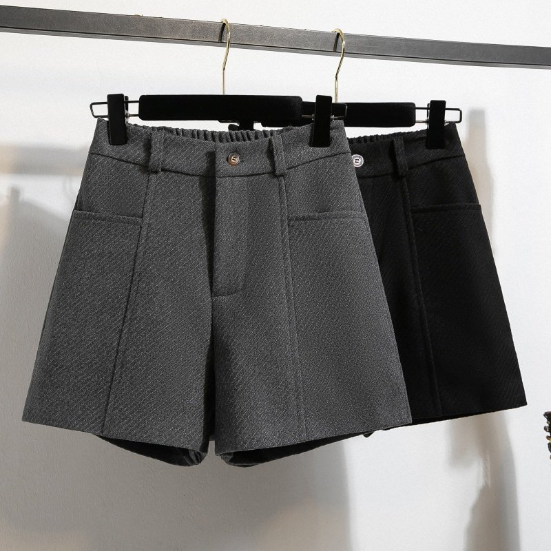 秋冬女装批新款发洋气休闲阔腿松紧高腰靴裤直筒大码宽松毛呢短裤,女装/女士精品,大码裤装,淘宝优惠券,粉丝福利购,淘宝优惠卷