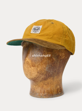 专柜现货Double RL / RRL 复古黄色灯芯绒帽舌油布棒球帽