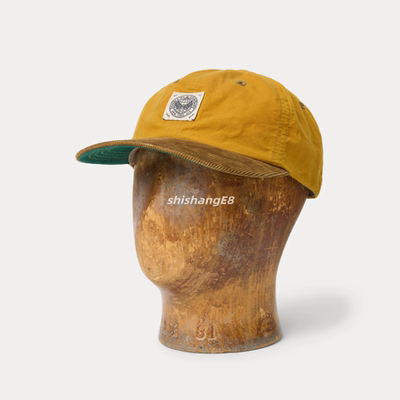 RRL黄色灯芯绒帽舌油布棒球帽