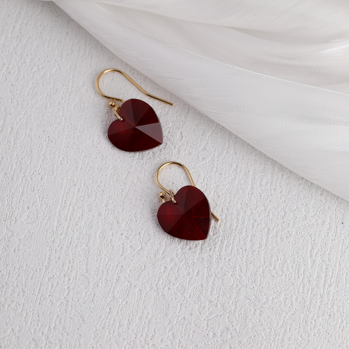 复古桃心水晶耳环复古百搭耳饰