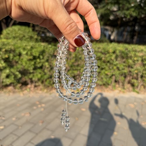 NNU 天然白水晶纯净体8mm手串108颗串珠手链男女情侣手链手持礼物