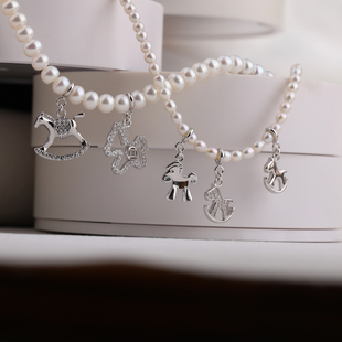 NNU 马上有钱2026新年限定S925纯银冷色吊坠卡通小马项链手链单坠