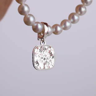 NNU S925银方形亮片碎碎冰珍珠项链扣可拆卸吊坠简约百搭挂坠单坠