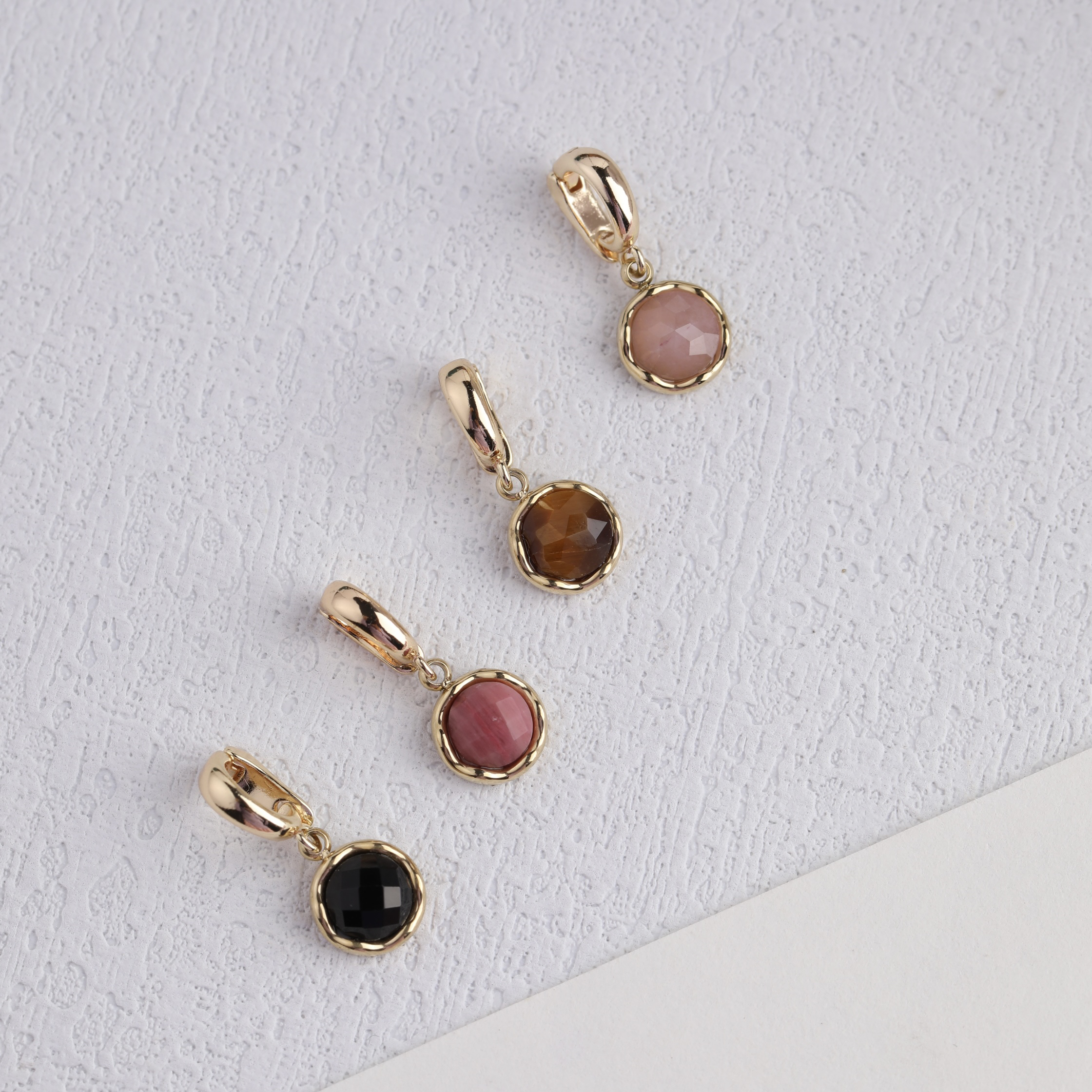 NNU天然石钛钢镀金万能扣吊坠