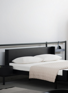 复古中式实木黑色床侘寂风日式禅意大床北欧经典黑大床卧室家具