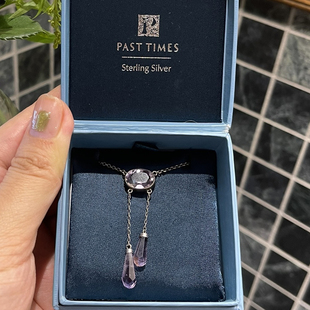 薰衣草紫通体925银睡衣项链宫廷复古古董设计négligée necklace