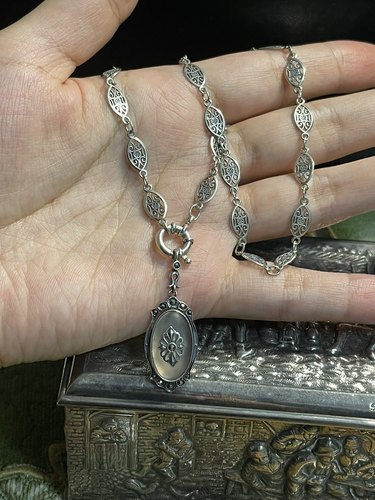 复古女设计师手工银项链镂空