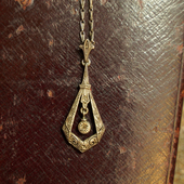deco时期吊坠 阿呆 德国古董首饰S925银 art 雕花项链 水滴形宫廷