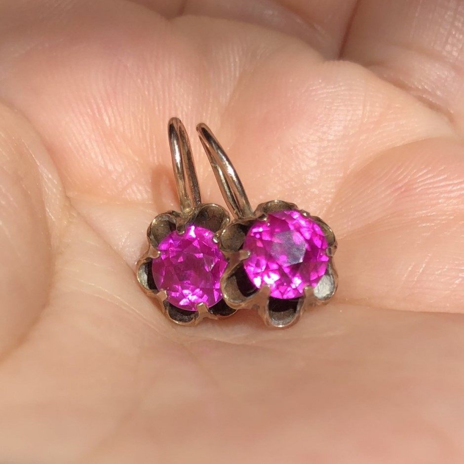 原创花爪镶通体925银缅甸红尖晶古董设计耳扣银耳钩热粉复古宫廷,饰品/流行首饰/时尚饰品新,耳环,淘宝优惠券,粉丝福利购,淘宝优惠卷