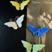 挪威大卫安德森珐琅彩银蝴蝶胸针通体925银玑镂纹David Andersen