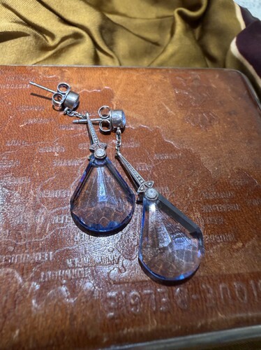 洛可可风格手工通体925纯银精致奥地利水晶甜美耳环银耳坠女