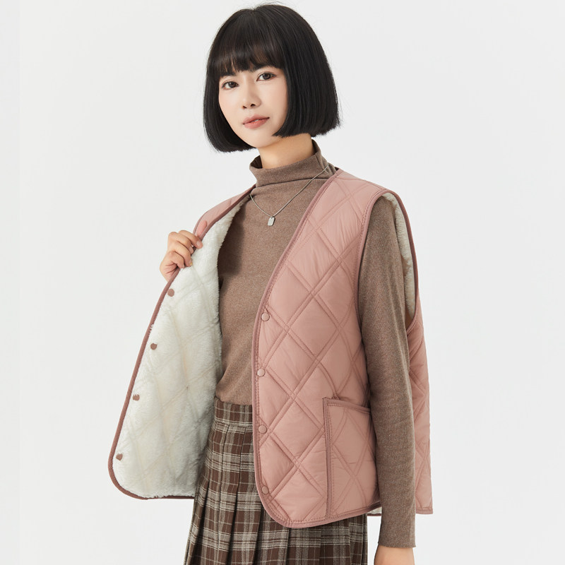 羽绒棉马甲女秋冬季加绒内胆