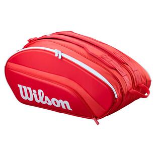 海外代购Wilson/威尔胜网球包独立鞋仓电脑隔层聚酯纤维红色