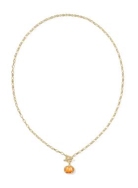 代购Kendra Scott女士项链时尚优雅简约百搭金色橙色珍珠母吊坠