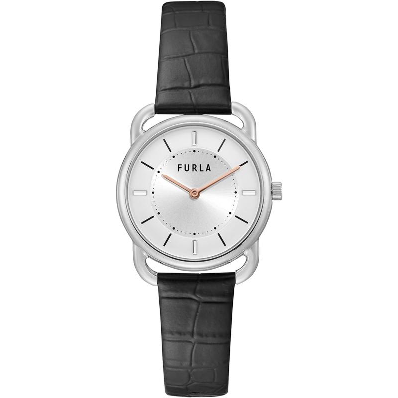 FURLA/芙拉女表经典银盘黑皮带简约时尚轻奢腕表