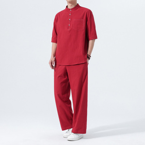 唐装男夏季新款中国风时尚套装中式汉服透气短袖夏装服装中式半袖