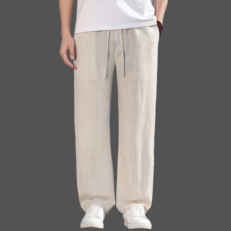 莱赛尔天丝亚麻休闲裤子男夏季2026新款透气宽松薄款直筒冰感长裤