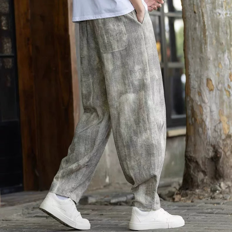夏季中式休闲裤阔腿裤男中国风宽松弯刀灯笼萝卜裤哈伦裤道服裤