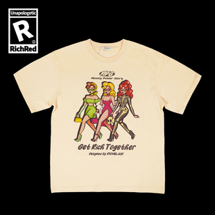 原创设计复古女郎Girls印花宽松版 重磅T恤230G 型短袖