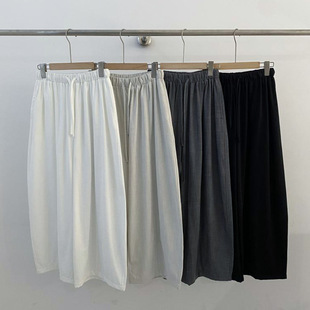 女 高腰抽绳松紧腰垂感显瘦遮肉休闲弯刀裤 广州十三行 2026春款