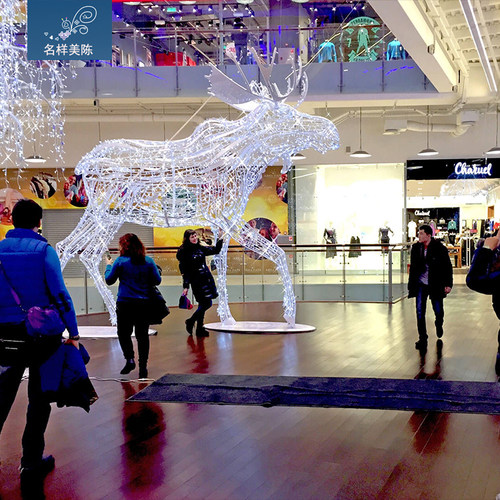 名样美陈户外圣诞节装饰大型商业广场酒店草坪圣诞麋鹿铁艺发光鹿