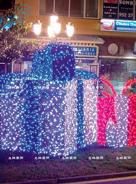 名样美陈LED发光圣诞礼物盒蓝色红色户外广场街道商场DP点装饰