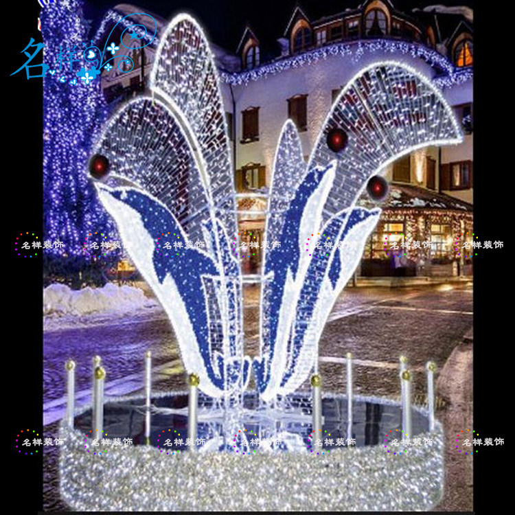 名样美陈大型户外圣诞节装饰企鹅商场广场布置道具LED铁艺造型灯