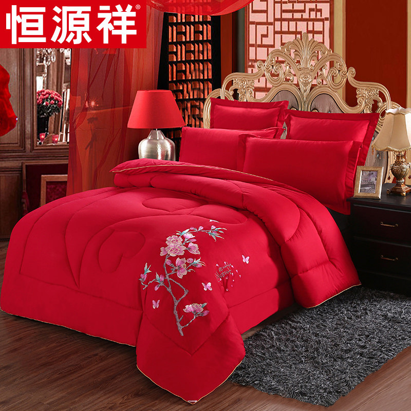 恒源祥婚庆被芯双人春秋被全棉冬被大红色结婚空调被子新婚被芯