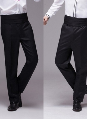 2023新款男士演出服礼服裤子黑色白色结婚拍照主持舞台可调节男裤