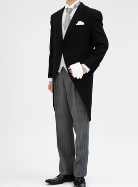 晨礼服男士新郎结婚礼服西服装演出拍照主持影楼摄影宴会燕尾服