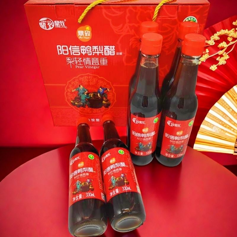 山东阳信特产鼎致鸭梨醋水饺蘸醋凉拌醋汁330mL每瓶包邮食用瓶装