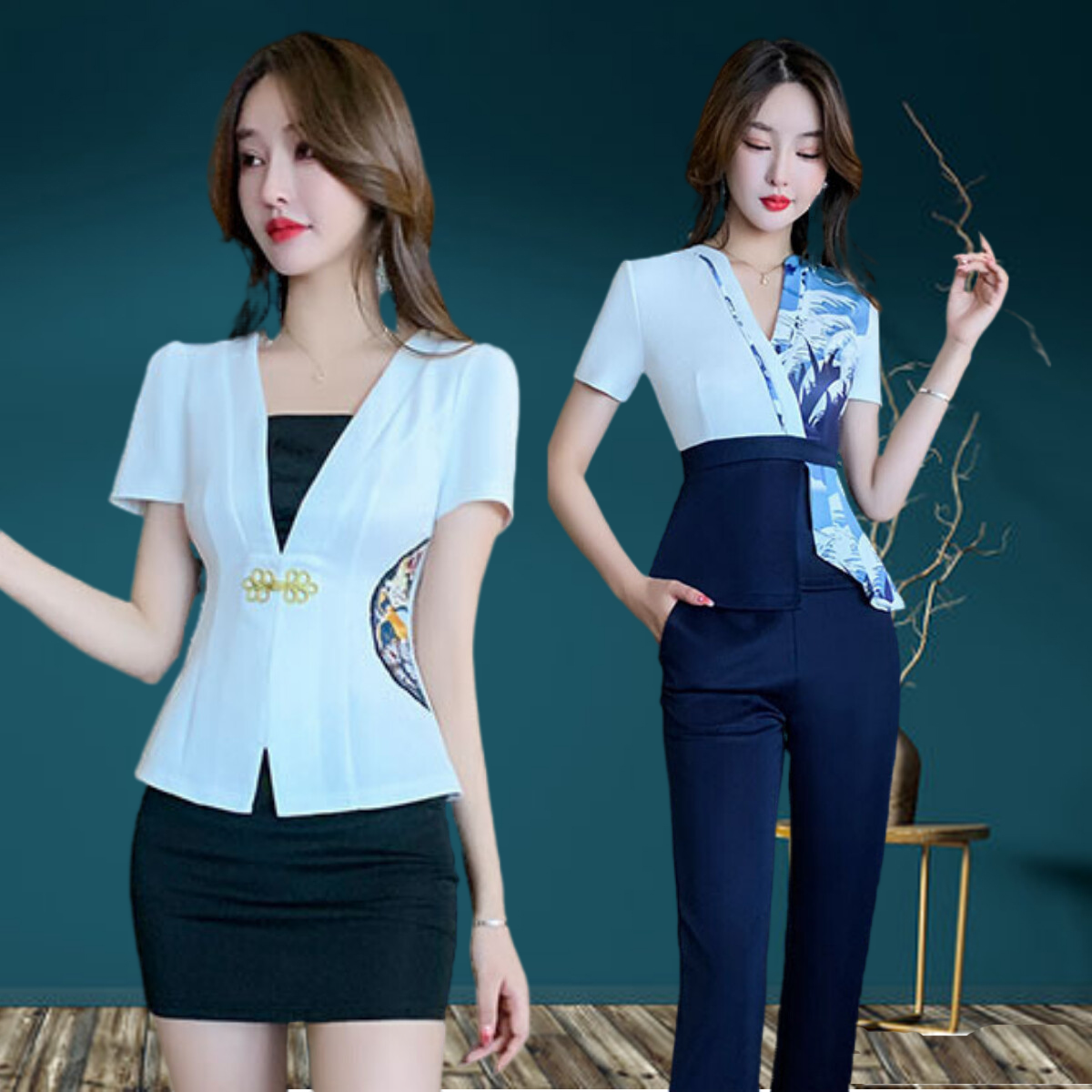 足浴技师服长裤套装显年轻美容师服装按摩足疗工作服沐足工衣洗浴