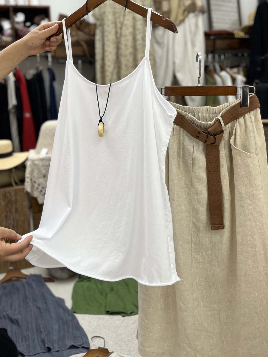 纯棉反穿设计吊带背心宽松