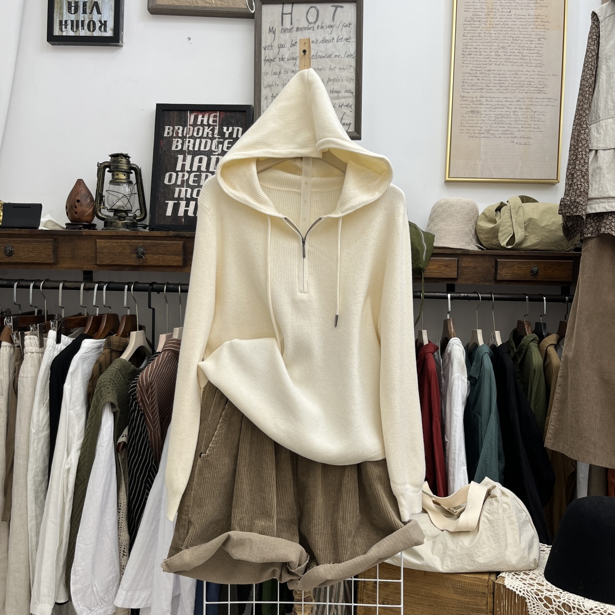 安迪绒套头连帽打底衫毛衫外穿